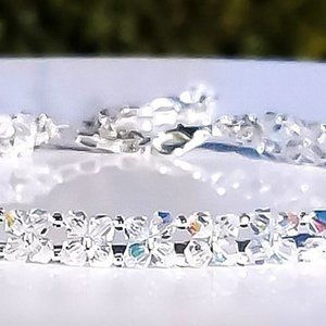 Preciosa Crystal Bracelet/ Unique Handmade Clear AB Beaded Bridal Bracelet